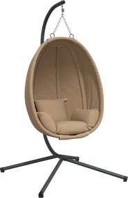 vidaXL Scaun suspendat tip ou, cu suport, taupe, ratan și oțel