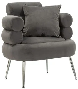 Mauro Ferretti Fotoliu Silvery Plus Cu Perna, Gri, cm 78X68X85 | Aosom Romania