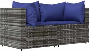 vidaXL Canapele de colț de grădină cu perne, 2 buc., gri, poliratan