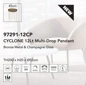 Lustra cu 12 pendule suspendata moderna Cyclone
