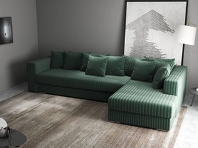 Colțar extensibil dumonde cu ladă de depozitare si sezut confortabil din spuma high-density, Gloria Ambience Green II 320x183 cm
