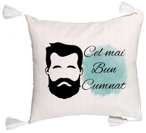 Perna Decorativa cu Franjuri pentru Cumnat 1, 45x45 cm, Cu fermoar