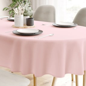 Goldea față de masă 100% bumbac roz pudră - ovală 140 x 280 cm