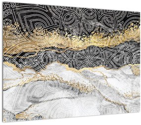 Tablou pe sticlă - Mandala în marmură (70x50 cm)