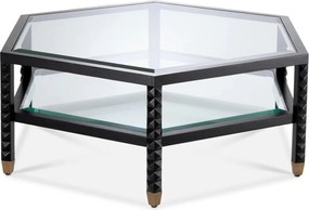 Masuta de Cafea Design LUX, Lemn, Negru, Sticla, Cornelius
