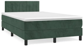 3269852 vidaXL Pat box spring cu saltea, verde închis, 120x190 cm, catifea