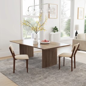 HOMCOM Set de 2 scaune de masă, scaune de bucătărie cu spătar, picioare din lemn, material textil aspect lin 49 x 56 x 85 cm bej | Aosom Romania