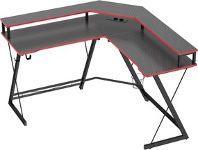 HOMCOM Birou în L cu Prize, 128 cm cu Suport Monitor | Aosom Romania