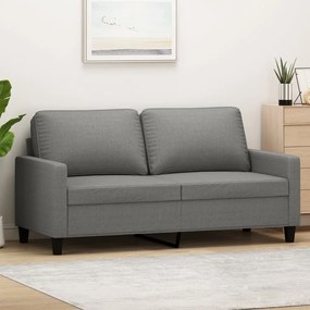 348702 vidaXL Canapea cu 2 locuri, gri închis, 140 cm, material textil