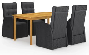 vidaXL Set de masă pentru grădină, 5 piese, negru
