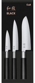 Set de 3 cuțite Kai Wasabi Black – universal mic,universal mare și santoku