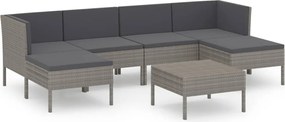 vidaXL Set mobilier de grădină cu perne, 7 piese, gri, poliratan