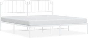 vidaXL Cadru de pat metalic cu tăblie, alb, 200x200 cm