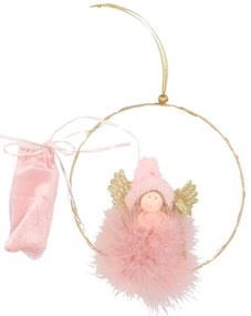 Inger roz suspendat LED FLUFFY, 17 cm