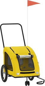 vidaXL Remorcă de bicicletă animale companie galben textil oxford/fier