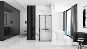 Cabina dus cu cadita de dus patrata cu usa culisanta Rea Space In 90x90 negru mat
