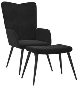 327694 vidaXL Scaun de relaxare cu taburet, negru, catifea