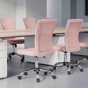 Vinsetto Scaun de Birou Ergonomic, Rotativ, fără Brațe, din Plasă Respirabilă, Înălțime Reglabilă, Roz | Aosom Romania