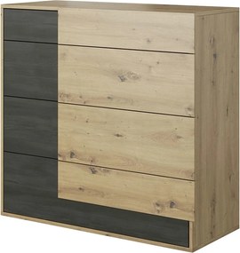 Comoda BAFRA, stejar artisan/pin negru, PAL laminat, 100x40x90 cm