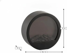 Decoratiune LED semineu rotund COZY WARM 35x34,5 cm, negru
