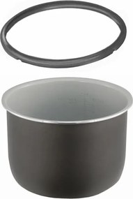 Set vas cu garnitura din silicon Ninja Foodi SmartLid 4484GX750EUUK, 7,5 l, Compatibil cu OL650/OL750, Acoperire ceramica, Negru