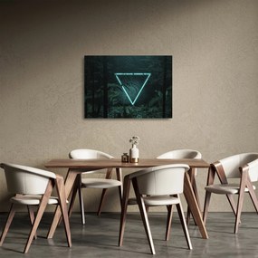 Tablou pe sticlă - Triunghi de neon în junglă (70x50 cm)