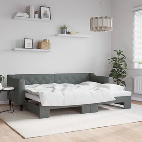 vidaXL Pat de zi cu extensie, gri închis, 80x200 cm, textil