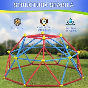 Outsunny Cadru de catarat, Jungle Gym, Turn geometric de catarat in aer liber cu rama din otel rezistenta la rugina | Aosom Romania