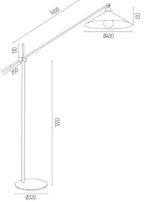 Lampadar de podea reglabil stil industial NASHVILLE alb