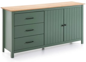 Comodă verde/în culoare naturală joasă din lemn masiv de pin 150x80 cm Miranda – Marckeric
