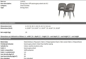 Set de 2 scaune design elegant Cliff, gri 114313 HZ