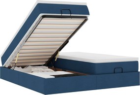 vidaXL Cadru de pat otoman cu saltele, țesătură albastră 180x200cm