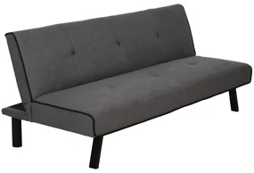 HOMCOM Canapea Extensibilă cu Spătar Reglabil în 3 Poziții și Șezut Tapițat, 170x76x72.5 cm, Gri | Aosom Romania