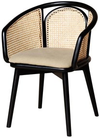 Scaun dining, din bumbac si rattan, Cleopatra