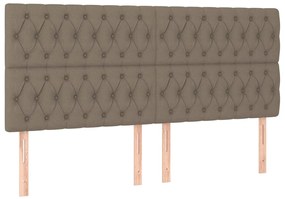 Tablie de pat cu LED, gri taupe, 180x7x118 128 cm, textil 1, Gri taupe, 180 x 7 x 118 128 cm