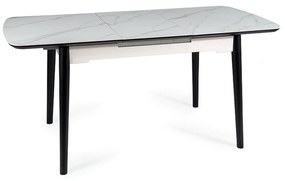 Masa extensibila APOLLO, alb/negru, ceramica/metal, 150/190x90x76 cm