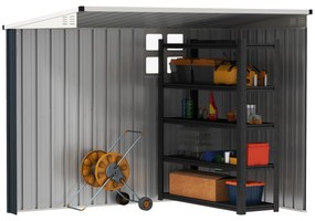 Outsunny Depozit de Unelte pentru Grădină, adăpost de unelte pentru unelte de grădină, fereastră, deschideri de ventilație, blocabil, oțel, Gri închis | Aosom Romania
