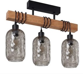 Brilagi - Lustru aplicat WOOD GLASS 3xE27/60W/230V pin/negru/gri fumuriu