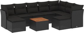 vidaXL Set canapele de grădină cu perne, 10 piese, negru, poliratan