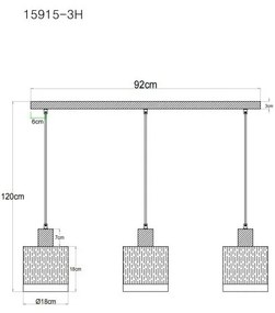 Lustra cu 3 pendule MDF si sticla fumurie UNDERWOOD