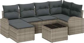 vidaXL Set de canapele pentru grădină 7 pcs Gri poliratan