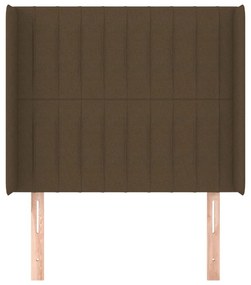 Tablie de pat cu aripioare maro inchis 83x16x118 128 cm textil 1, Maro inchis, 83 x 16 x 118 128 cm
