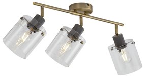 Spot de tavan de design bronz cu sticlă transparentă cu 3 lumini - Domo