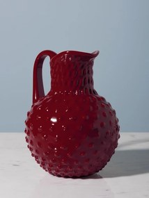 Carafă din ceramică roșu granat, 2 L, cu model hobnail în relief, 23,5 x 19,5 x 15,5 cm, „Pointe de Diamant”