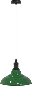 vidaXL Lampă suspendată reglabilă pe înălțime E27 verde lucios metal