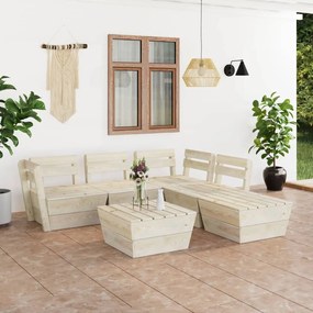 3063722 vidaXL Set mobilier grădină din paleți, 6 piese, lemn de molid tratat