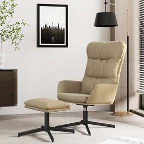 3097611 vidaXL Scaun de relaxare cu taburet, cappuccino, piele ecologică
