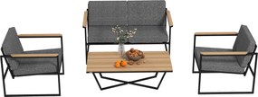 Outsunny Set mobilier de grădină pentru 4 persoane, rezistent la intemperii, set mobilier balcon cu sofă 2 locuri, 2 scaune, perne, măsuță laterală Gri | Aosom Romania