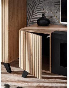 Mobilier living Lyran (hikora jackson + negru (cu iluminat LED) (cu bioșemineu). 1097693