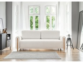 Canapea crem extensibilă/cu spațiu de depozitare cu tapițerie din țesătură bouclé 244 cm Arcadova – ELTAP